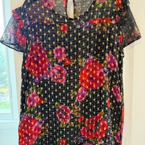 Anthropologie Black Floral Blouse